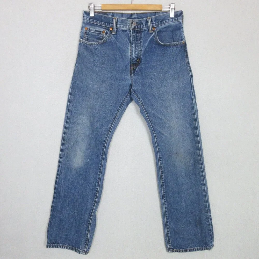 Levis 517 Jeans Mens 31x32 Bootcut Relaxed Fit Blue Distressed Denim